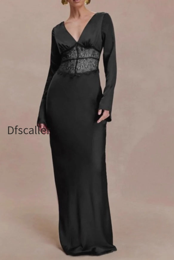 deep-v-neck-lace-panel-bodycon-maxi-lace-dress
