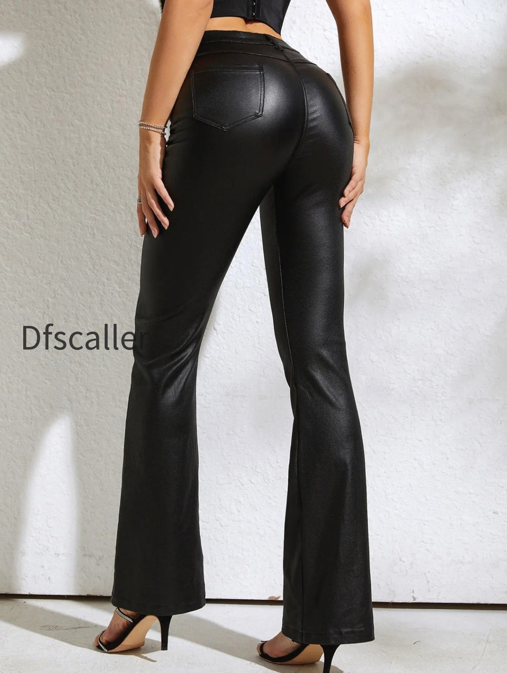 high-waist-pu-leather-bootcut-slant-pocket-casual-vocation-streetwear-pants