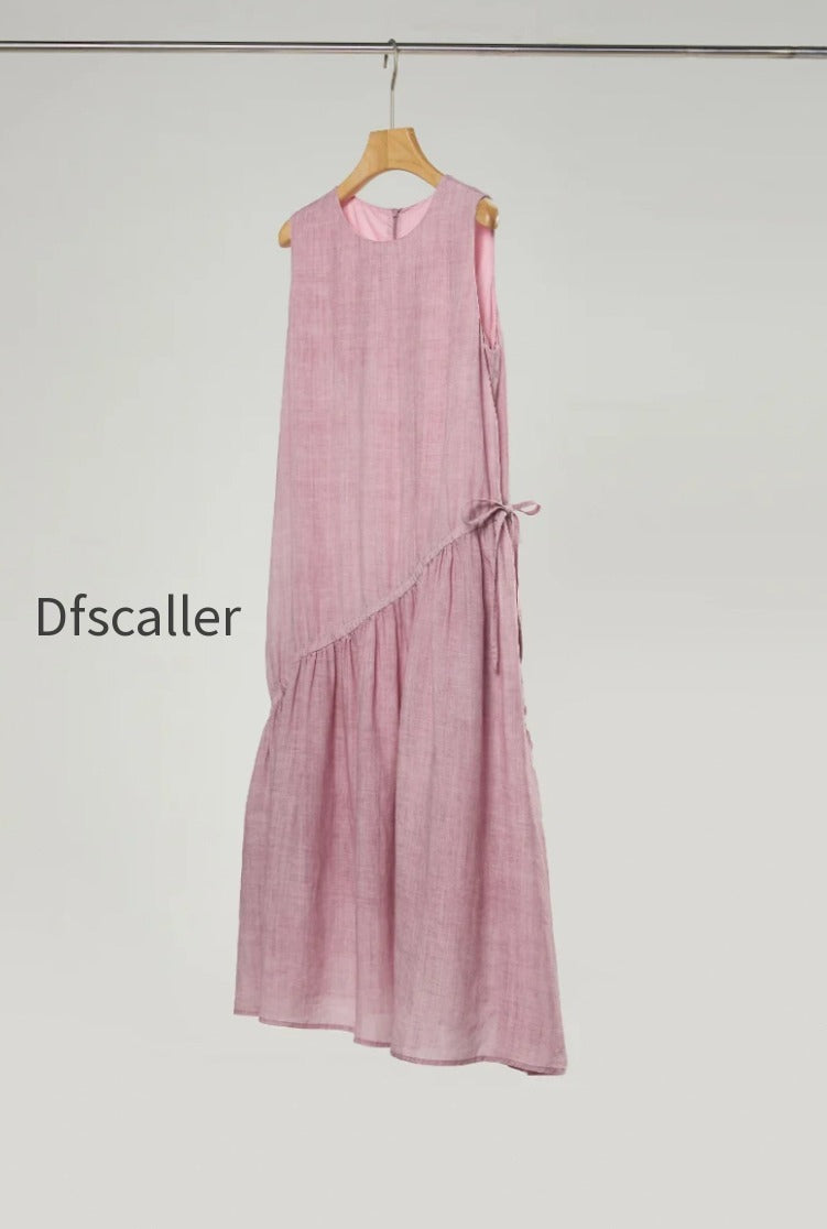 pink-ramie-tencel-tiered-swing-beach-tank-midi-dress