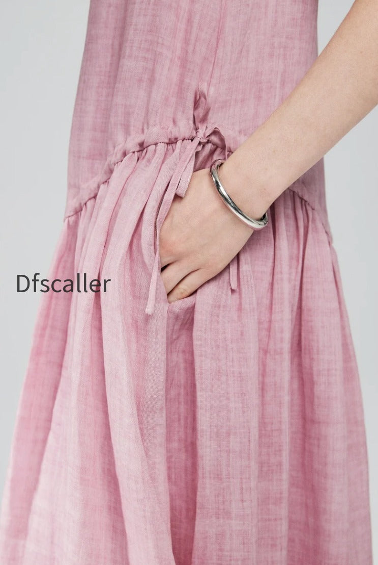 pink-ramie-tencel-tiered-swing-beach-tank-midi-dress