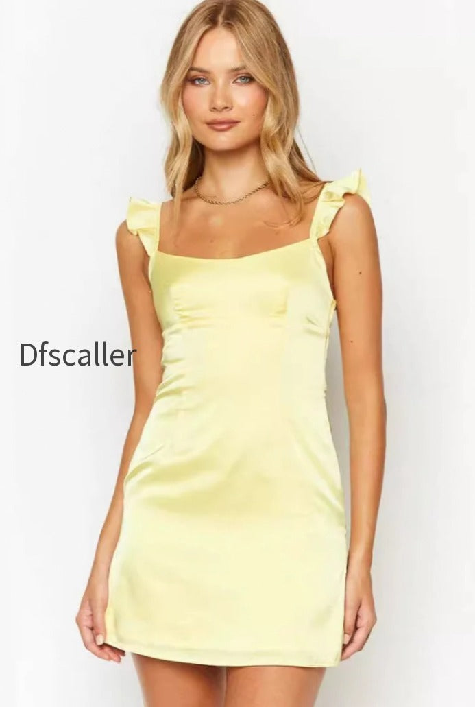 solid-satin-ruffled-strap-sleeveless-mini-silk-dress