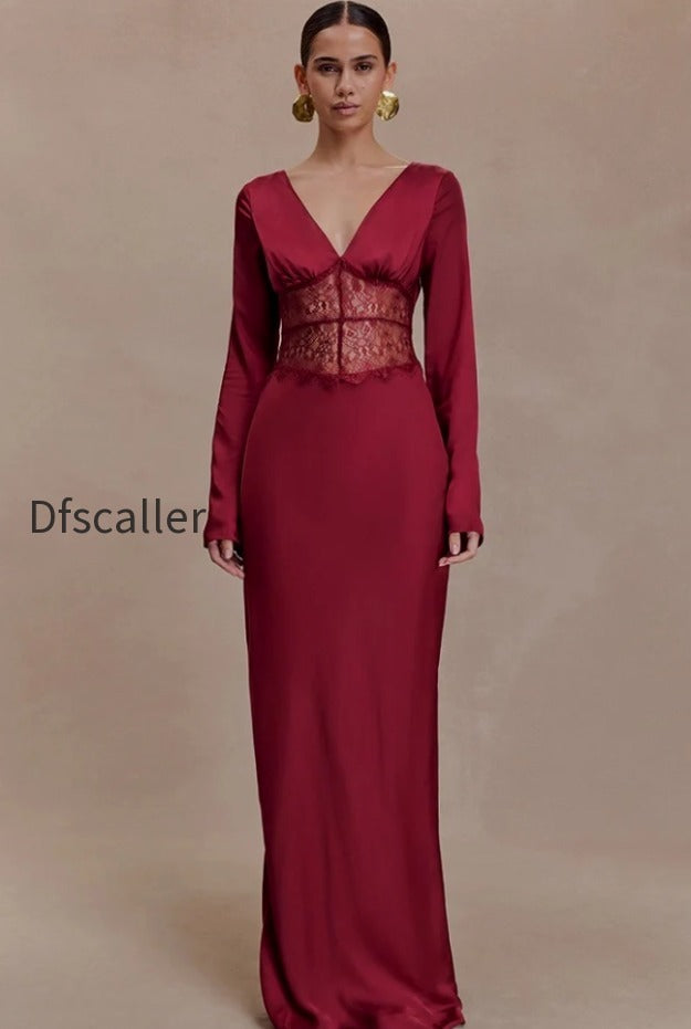 deep-v-neck-lace-panel-bodycon-maxi-lace-dress