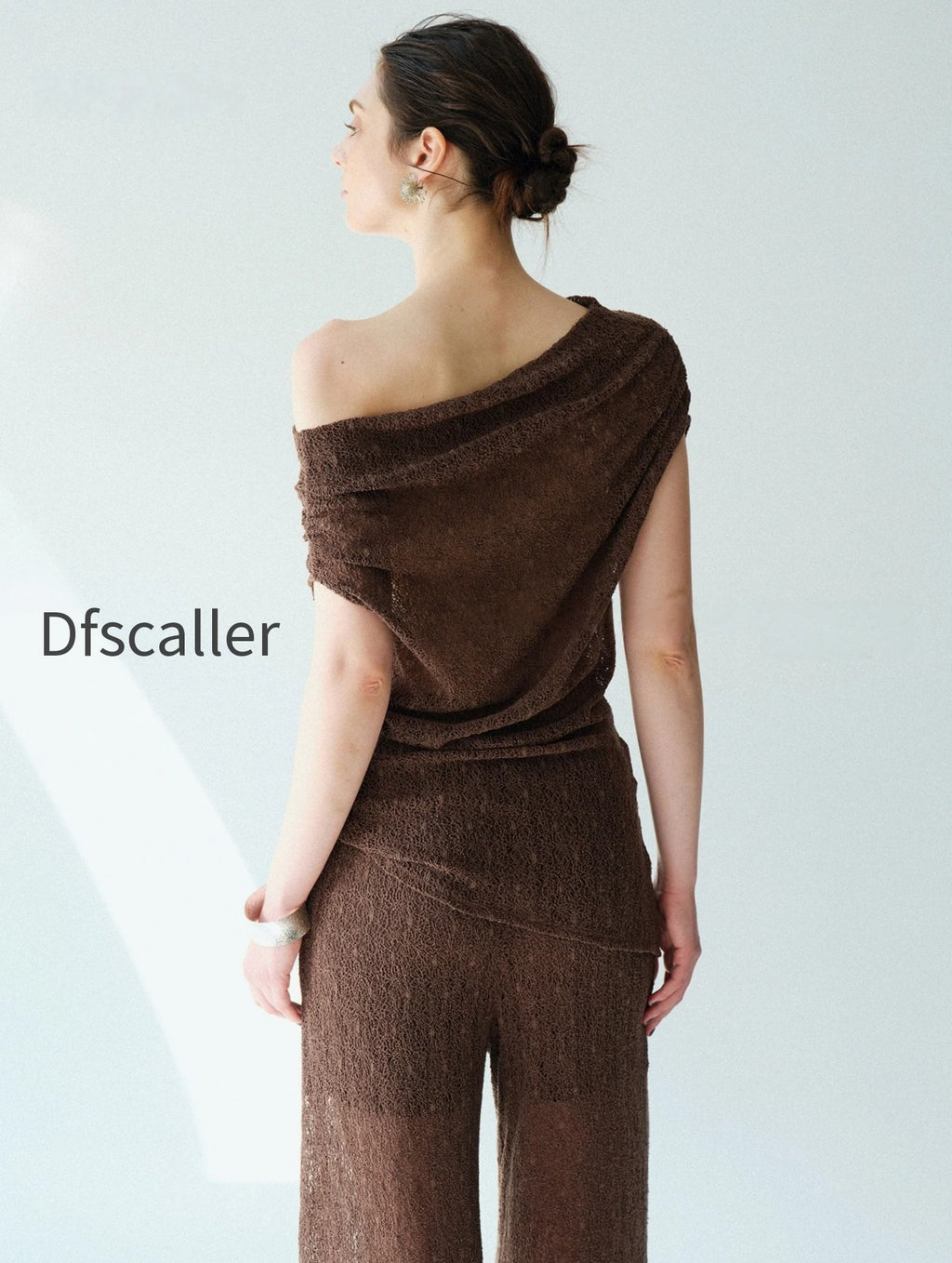 heavy-lace-sheer-off-shoulder-draped-top-straight-micro-flare-pants-set-convertible-two-way-statement-ensemble
