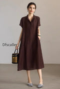 linen-blend-jacquard-a-line-shirt-dress-in-brown