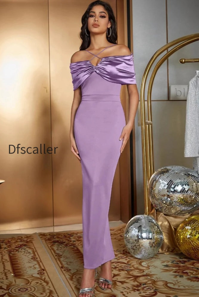 satin-ruched-panel-off-shoulder-fitted-silk-dress