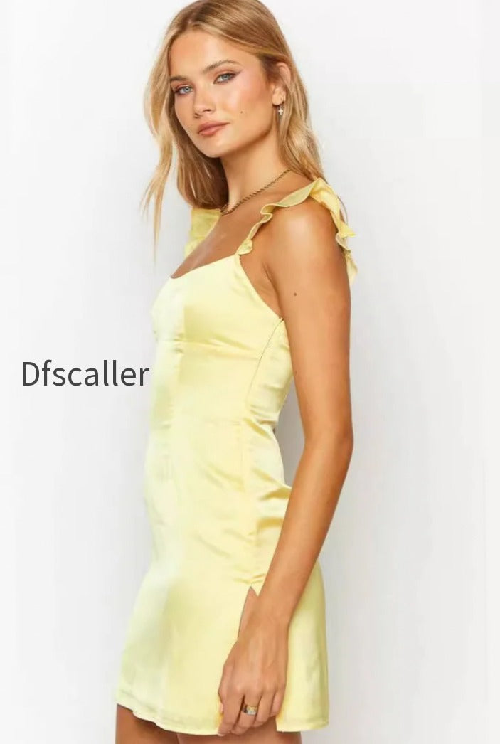solid-satin-ruffled-strap-sleeveless-mini-silk-dress