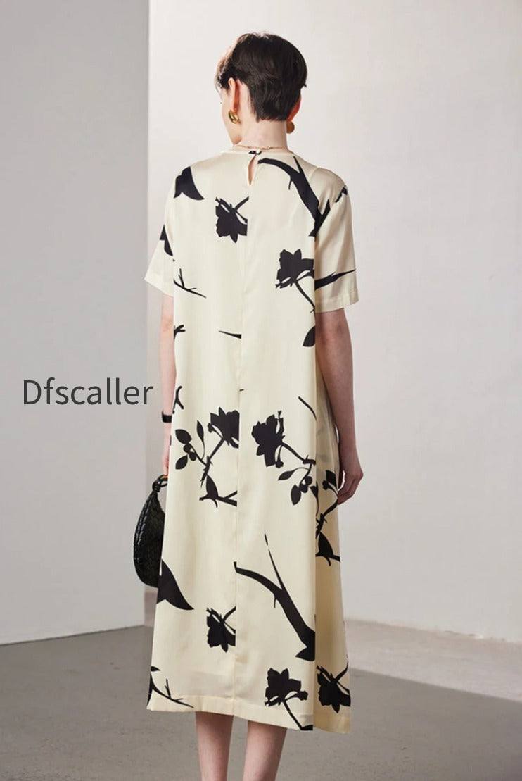 stretch-silk-floral-short-sleeve-crewneck-midi-t-shirt-dress