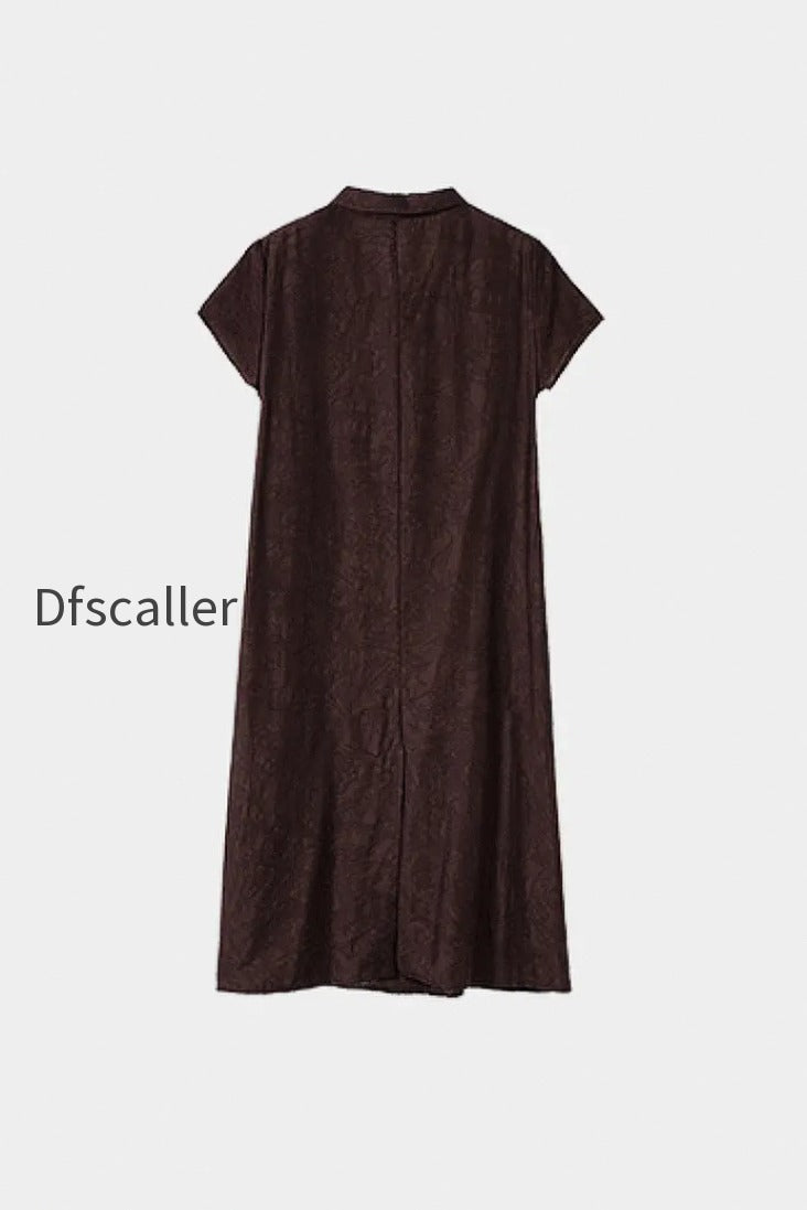 linen-blend-jacquard-a-line-shirt-dress-in-brown