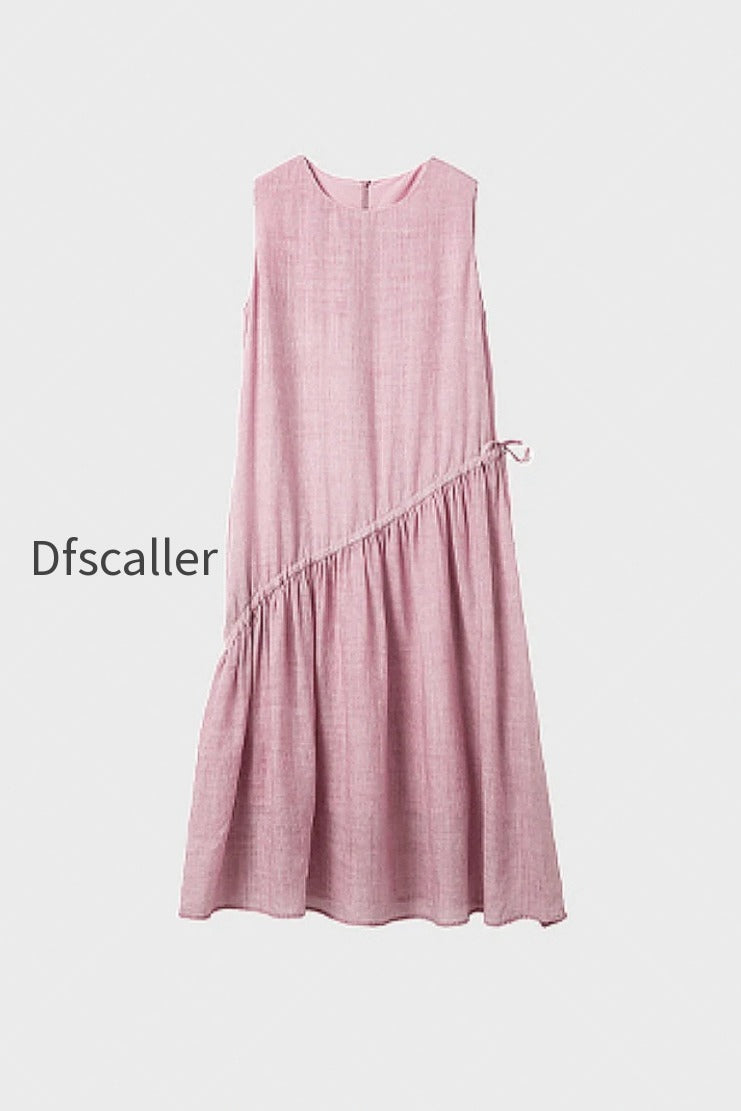 pink-ramie-tencel-tiered-swing-beach-tank-midi-dress