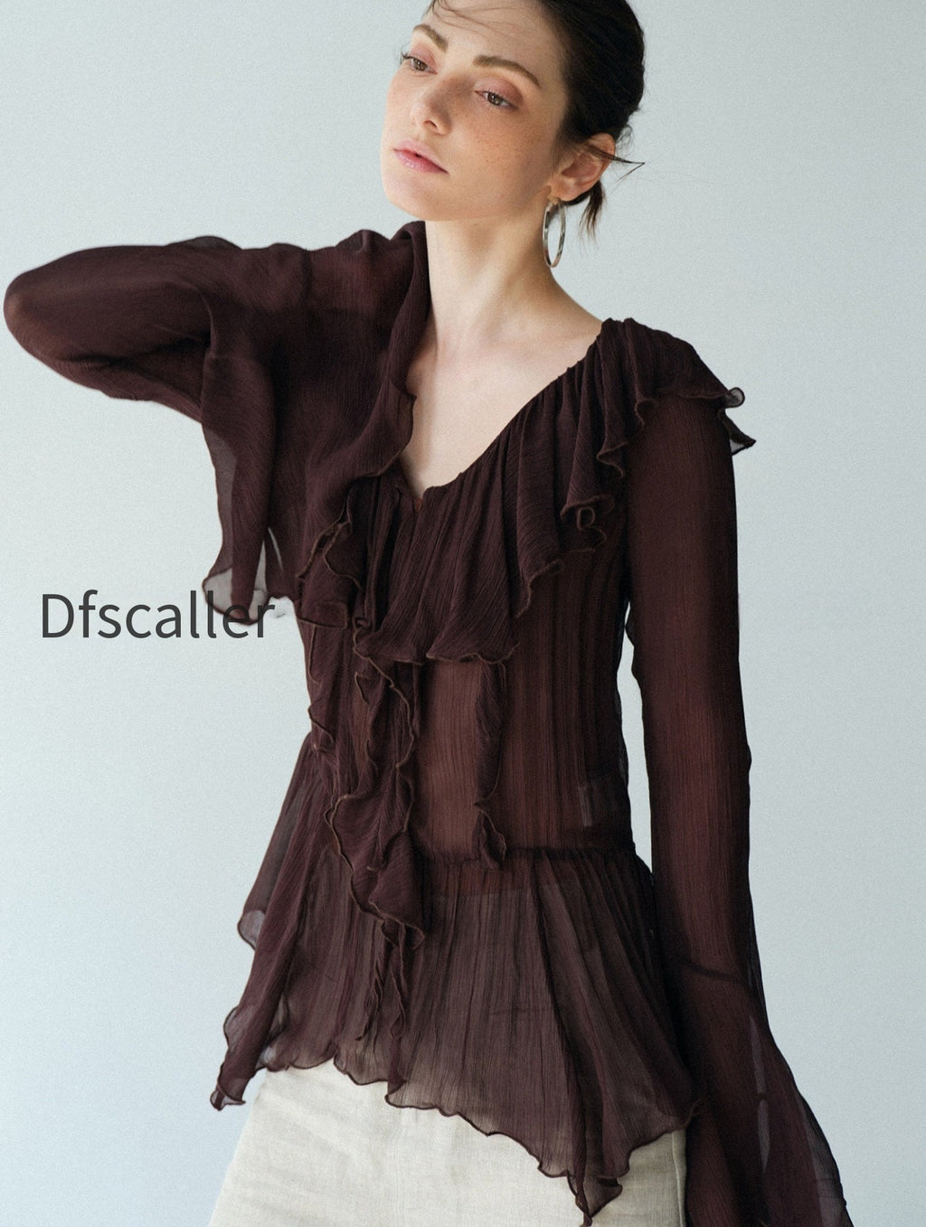 luxury-cupro-blend-ruffle-v-neck-blouse-draped-bell-sleeve-romantic-top