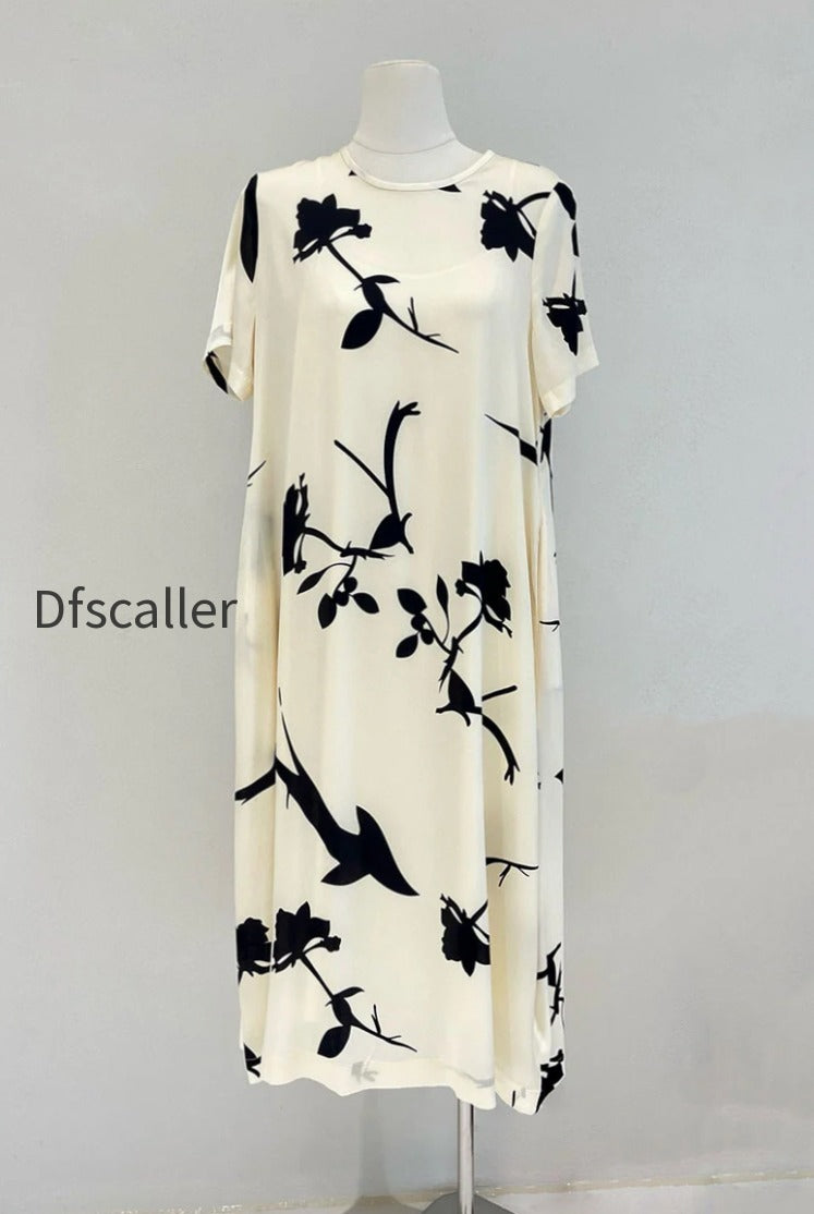 stretch-silk-floral-short-sleeve-crewneck-midi-t-shirt-dress