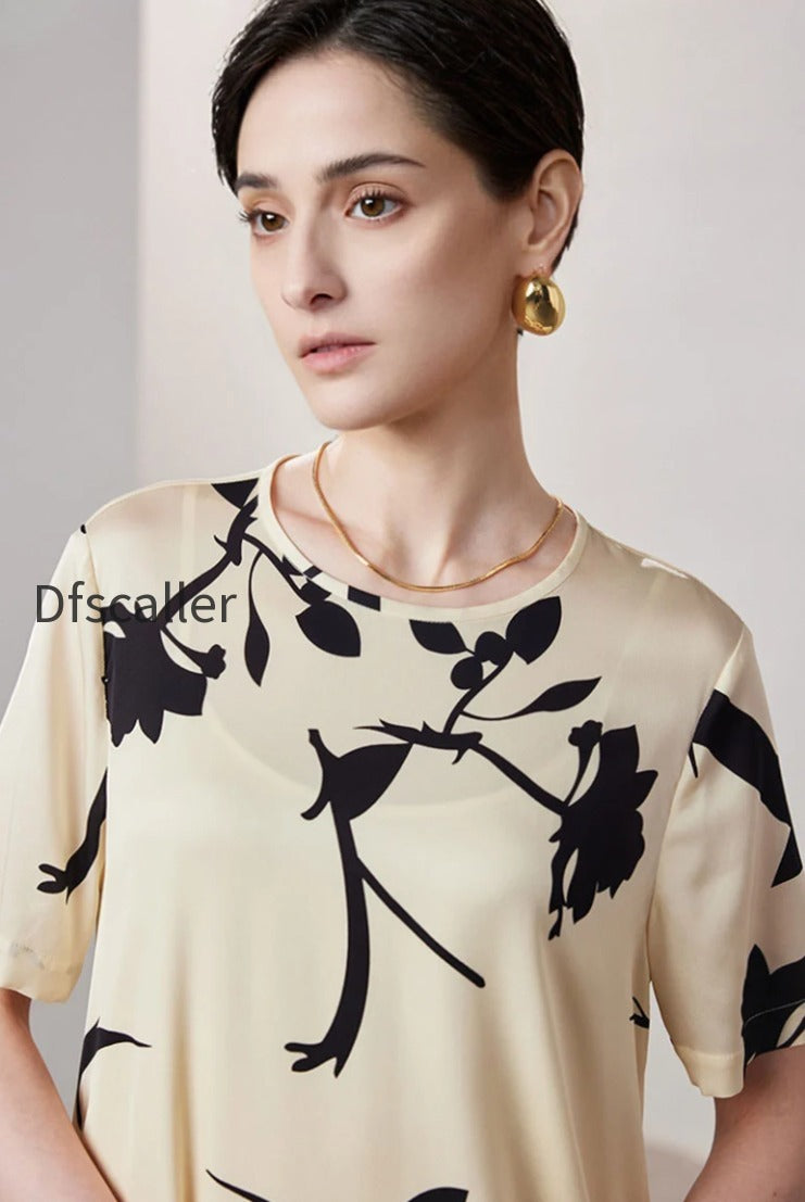 stretch-silk-floral-short-sleeve-crewneck-midi-t-shirt-dress