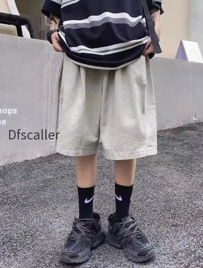 harajuku-oversize-khaki-cargo-shorts-japanese-style-streetwear-wide-leg-black-pant